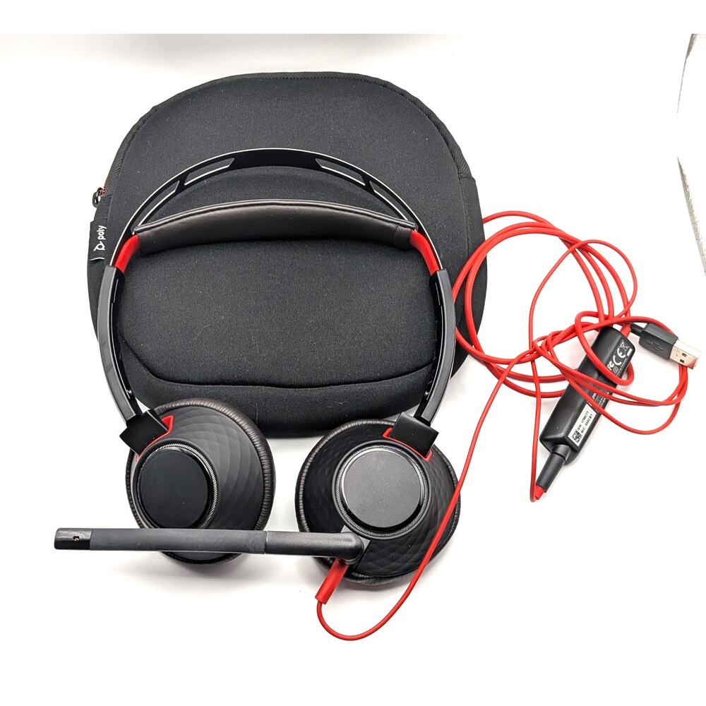 POLY C5200 Black Red USB Wired Stereo Headset With Mic & Carry Case